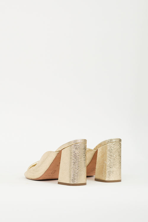 Loeffler Randall Gold Crinkled Leather Laurel Sandal