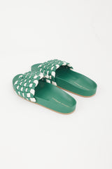 Loeffler Randall Green & White Sonnie Woven Slide