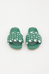 Loeffler Randall Green & White Sonnie Woven Slide