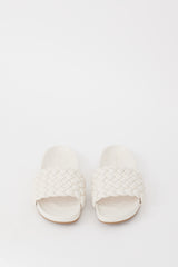 Loeffler Randall White Leather Woven Sonnie Slide
