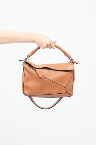 Loewe 2016 Brown Leather Medium Puzzle Bag