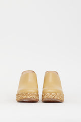 Loewe Beige Leather & Raffia Terra Platform Mule