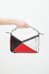 Loewe Beige & Multicolour Small Leather Puzzle Bag
