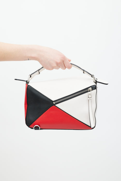 Loewe Beige & Multicolour Small Leather Puzzle Bag