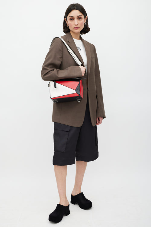 Loewe Beige & Multicolour Small Leather Puzzle Bag