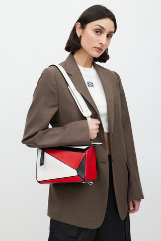 Loewe Beige & Multicolour Small Leather Puzzle Bag