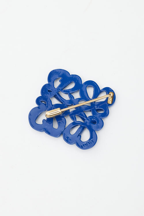 Loewe Blue & Gold Enamel Logo Brooch