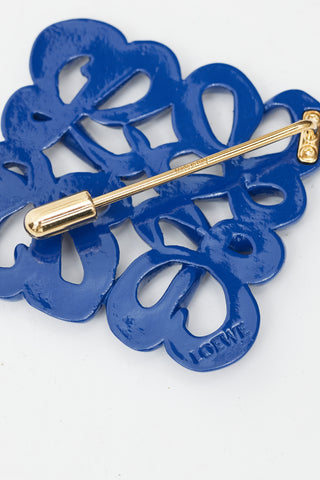 Loewe Blue & Gold Enamel Logo Brooch