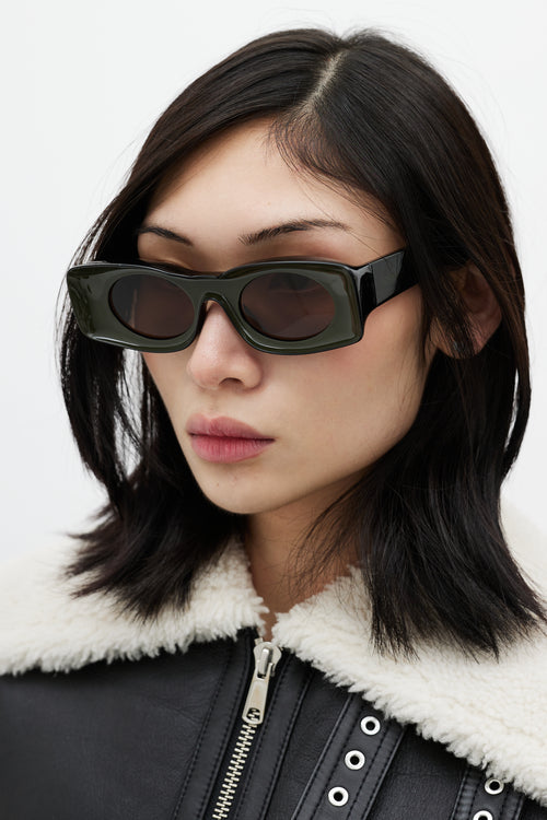 Loewe Black & Green LW40033I Rectangular Sunglasses