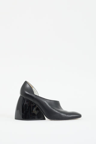 Loewe Black Leather Asymmetric D'orsay Pump