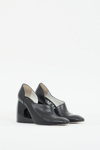 Loewe Black Leather Asymmetric D'orsay Pump