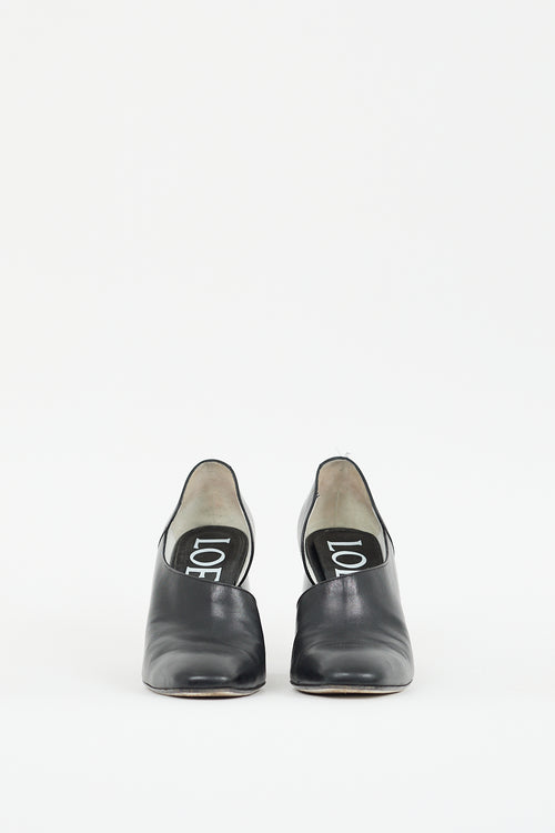 Loewe Black Leather Asymmetric D'orsay Pump