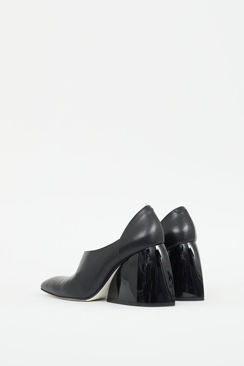 Loewe Black Leather Asymmetric D'orsay Pump