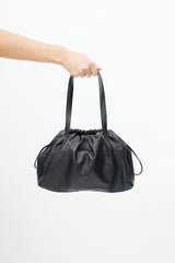 Loewe Black Leather Drawstring Shoulder Bag
