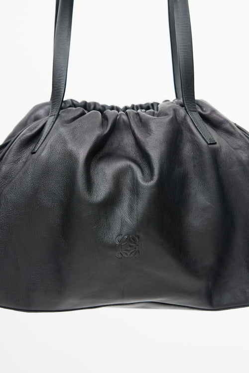 Loewe Black Leather Drawstring Shoulder Bag