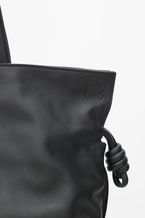 Loewe Black Leather Large Flamenco Clutch Tote Bag