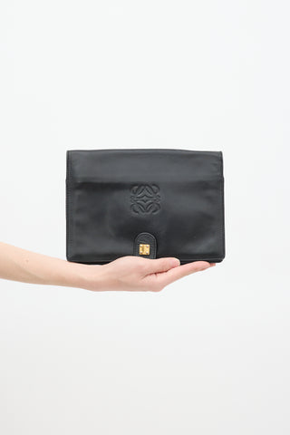 Loewe Black Leather Anagram Clutch