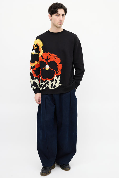 Loewe Black & Multi Floral Embroidered Sweatshirt