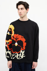 Loewe Black & Multi Floral Embroidered Sweatshirt