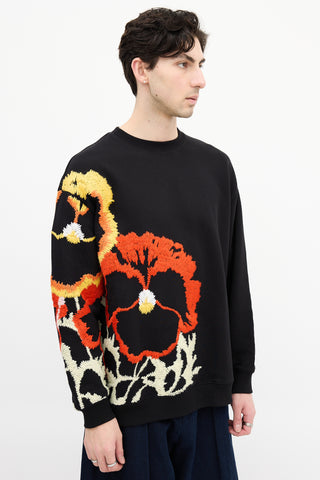 Loewe Black & Multi Floral Embroidered Sweatshirt