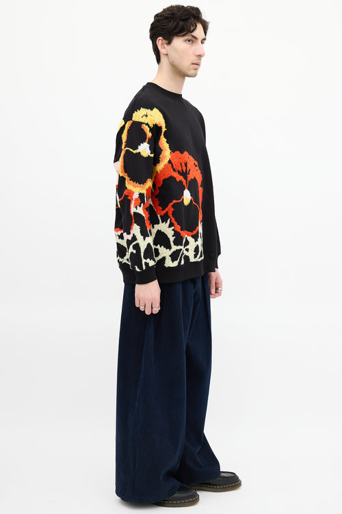 Loewe Black & Multi Floral Embroidered Sweatshirt