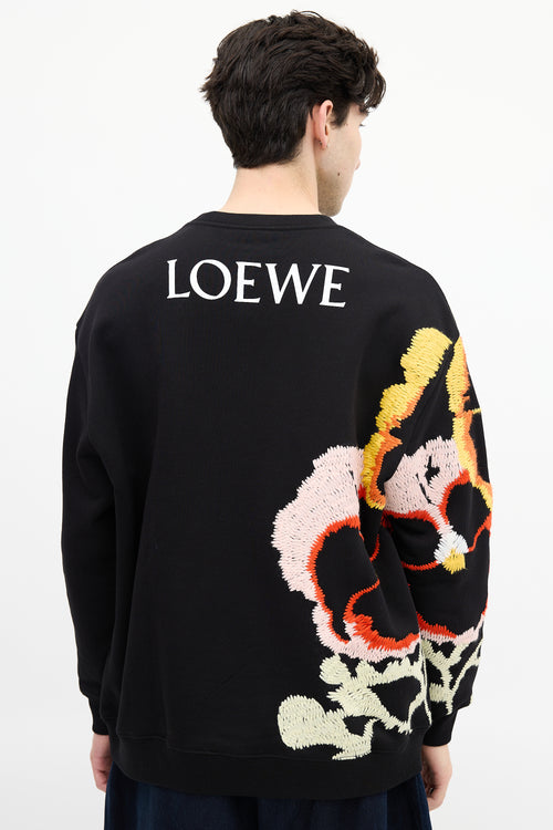 Loewe Black & Multi Floral Embroidered Sweatshirt