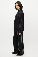 Loewe Black Silk Draped Blouse