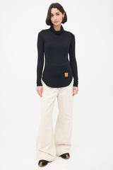 Loewe Black Silk High Turtleneck Top