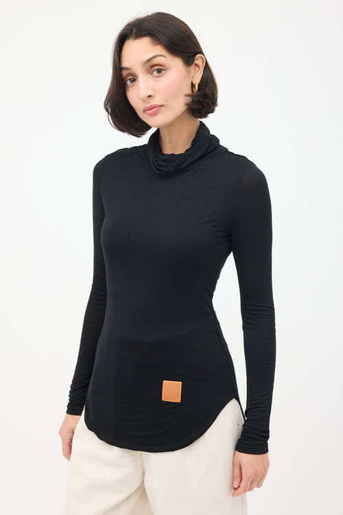 Loewe Black Silk High Turtleneck Top