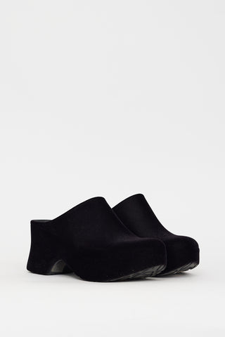 Loewe Black Velour & Rubber Terra Platform Mule