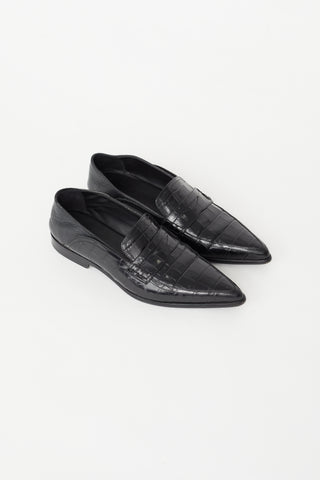 Loewe Black Embossed Leather Loafer