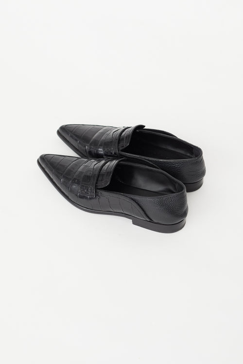 Loewe Black Embossed Leather Loafer