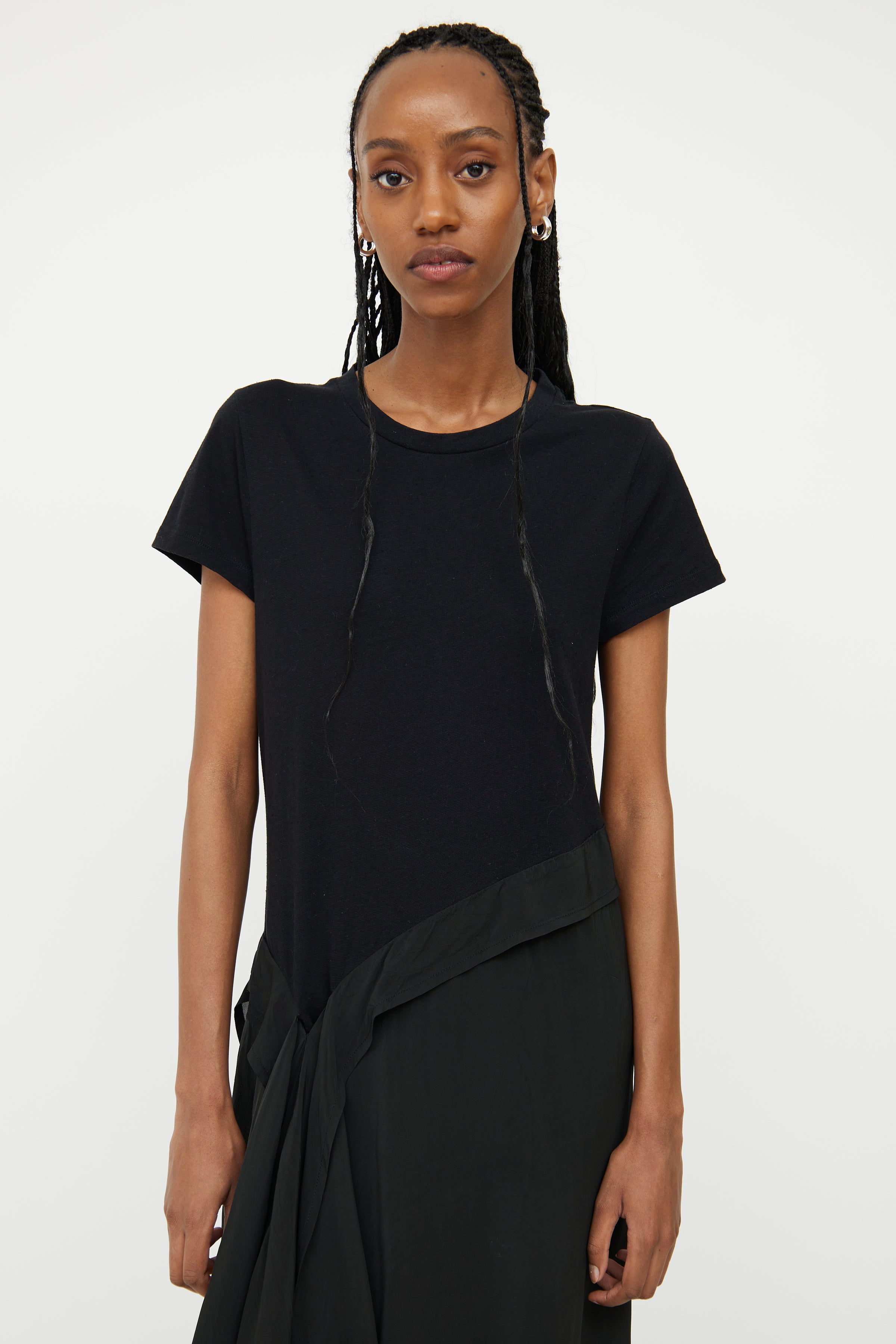 Loewe // Black Silk Blend Anagram Logo Asymmetric Dress VSP Consignment Loewe // Black Silk Blend Anagram Logo Asymmetric Dress VSP Consignment