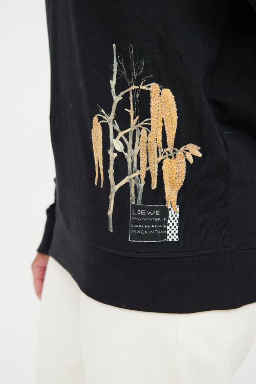 Loewe Black Botanical Long Sleeve Sweatershirt