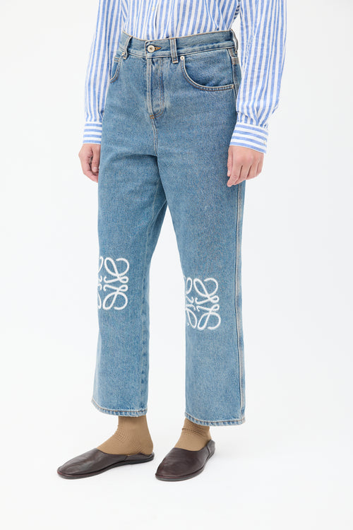 Loewe Light Wash Anagram High Waisted Cropped Jeans