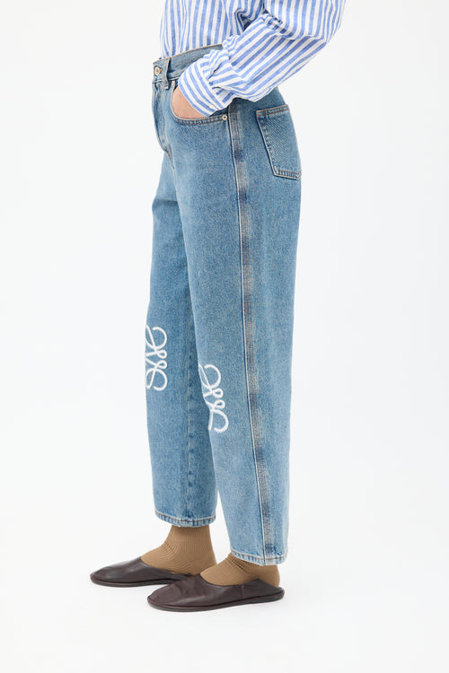 Loewe Light Wash Anagram High Waisted Cropped Jeans