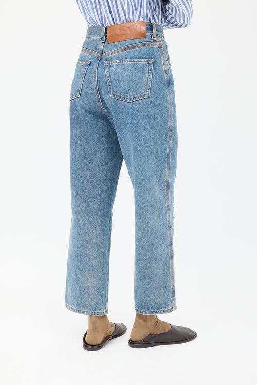 Loewe Light Wash Anagram High Waisted Cropped Jeans