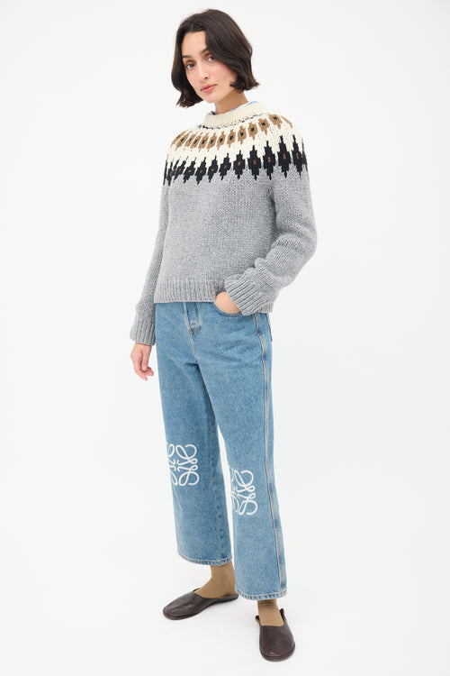 Loewe Light Wash Anagram High Waisted Cropped Jeans