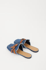 Loewe Blue & Brown Denim Gate Mule