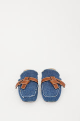 Loewe Blue & Brown Denim Gate Mule