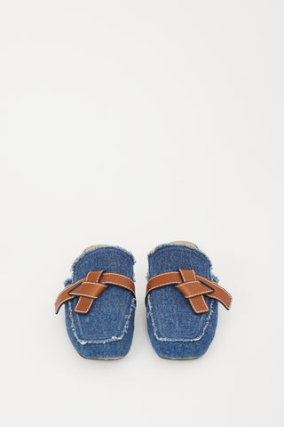 Loewe Blue & Brown Denim Gate Mule