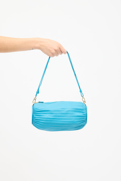 Loewe Blue Leather Pleated Bracelet Bag