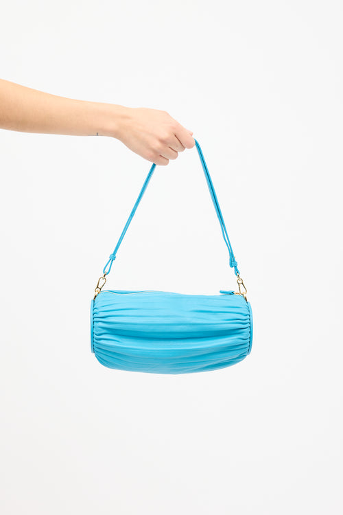 Loewe Blue Leather Pleated Bracelet Bag