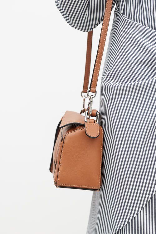 Loewe Brown Leather Mini Puzzle Bag