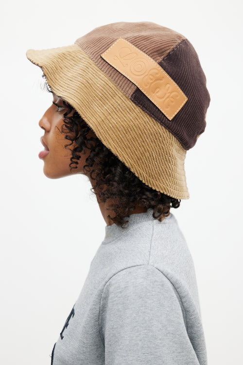 Loewe Brown Patchwork Corduroy Bucket Hat
