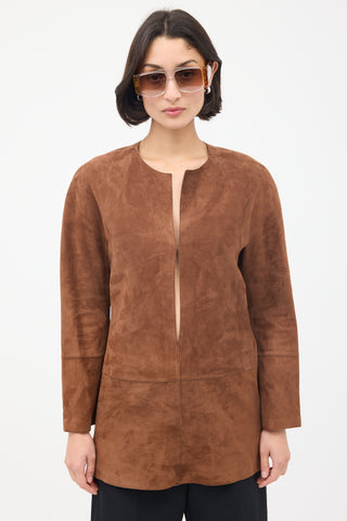 Loewe Brown Suede Panelled Tunic Top