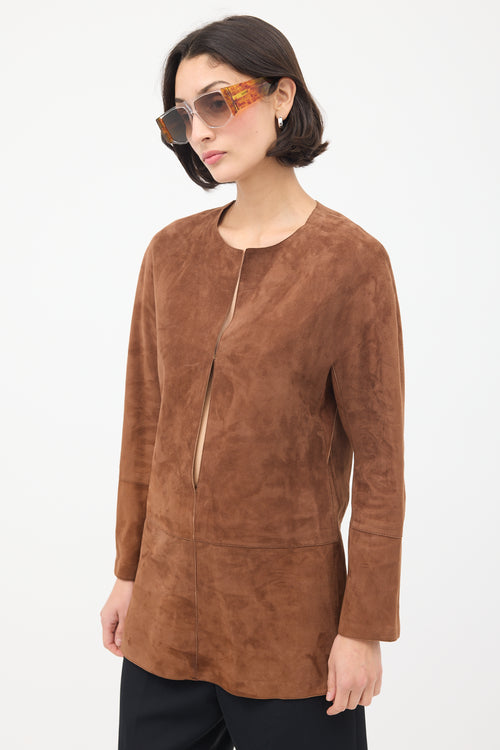 Loewe Brown Suede Panelled Tunic Top