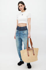 Loewe Brown & White Woven Fold Shopper Bag