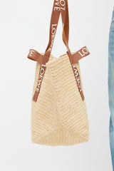 Loewe Brown & White Woven Fold Shopper Bag