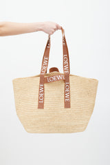 Loewe Brown & White Woven Fold Shopper Bag